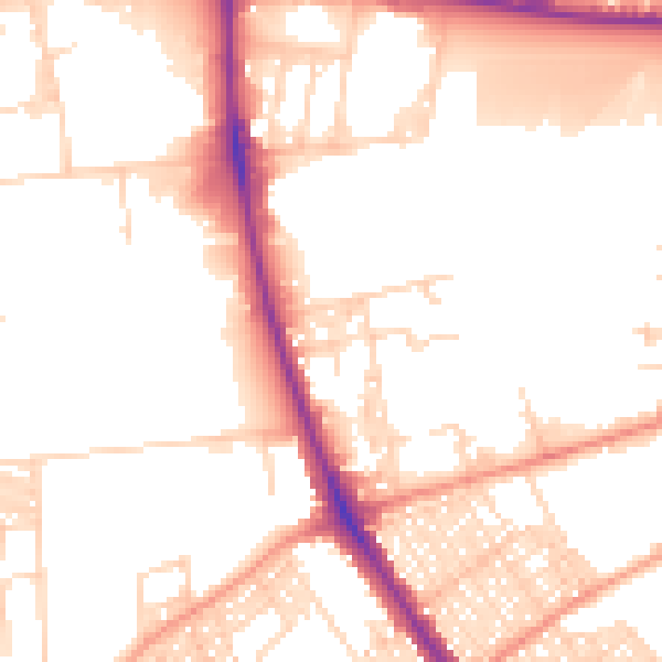 Daytime road noise heatmap for BD7 2AU