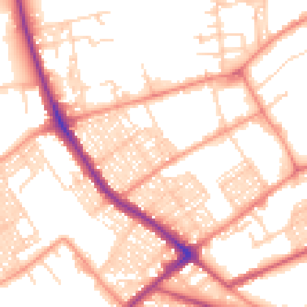 Daytime road noise heatmap for BD7 2DA
