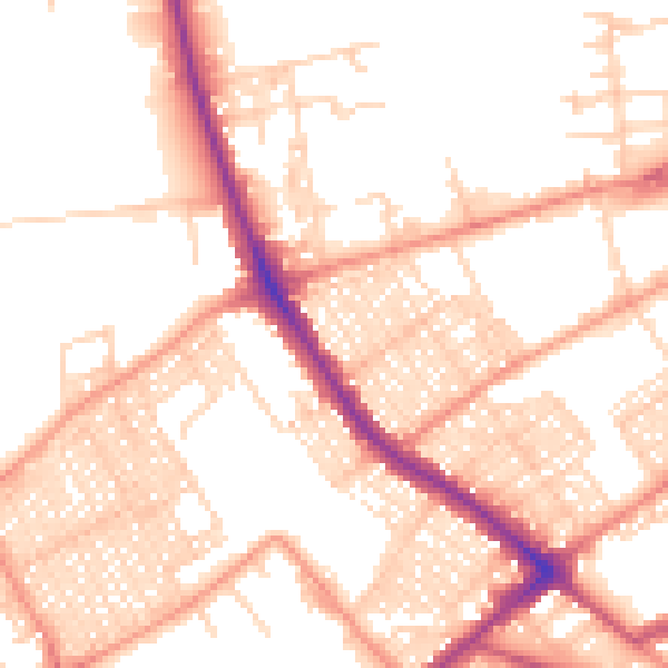 Daytime road noise heatmap for BD7 2DG