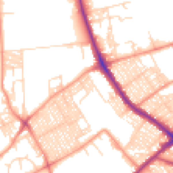 Daytime road noise heatmap for BD7 2EF