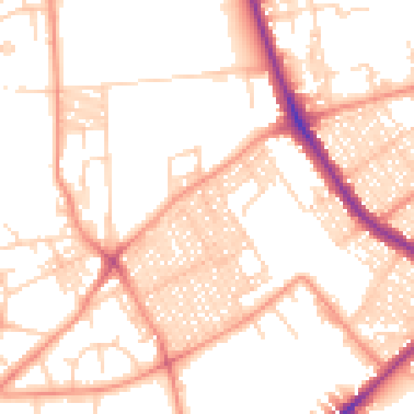 Daytime road noise heatmap for BD7 2EL