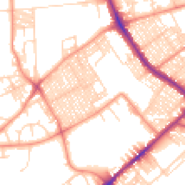Daytime road noise heatmap for BD7 2ES