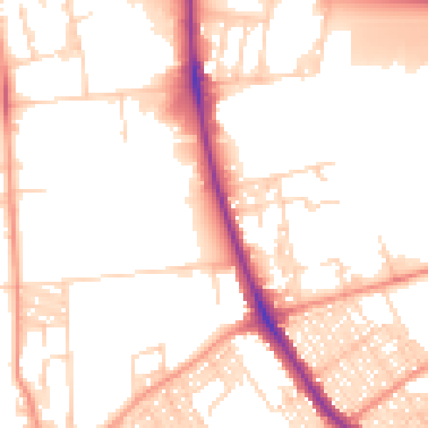 Daytime road noise heatmap for BD7 2FB