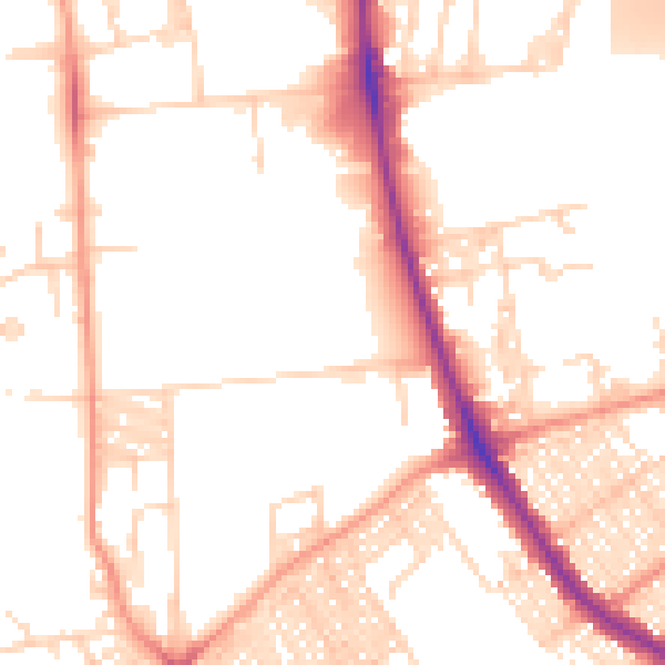 Daytime road noise heatmap for BD7 2FE