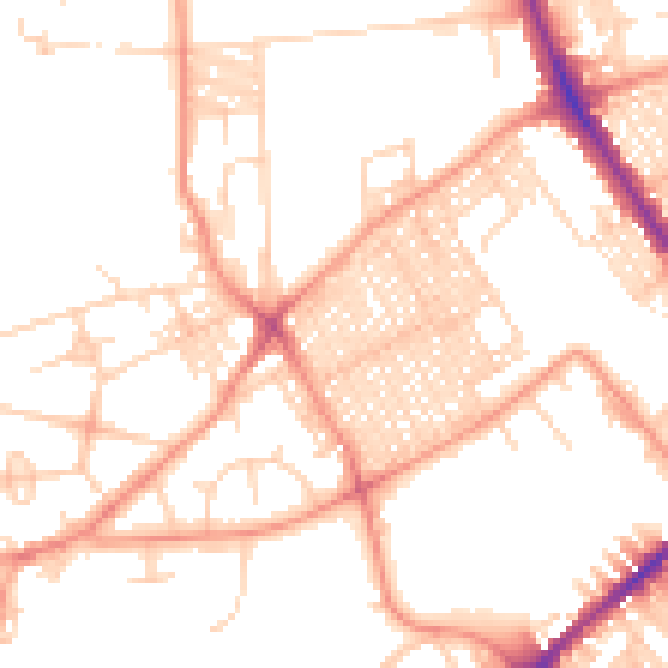 Daytime road noise heatmap for BD7 2HY