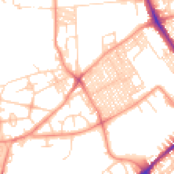 Daytime road noise heatmap for BD7 2JL