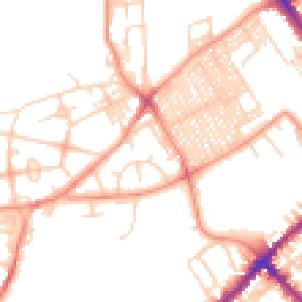 Daytime road noise heatmap for BD7 2LL