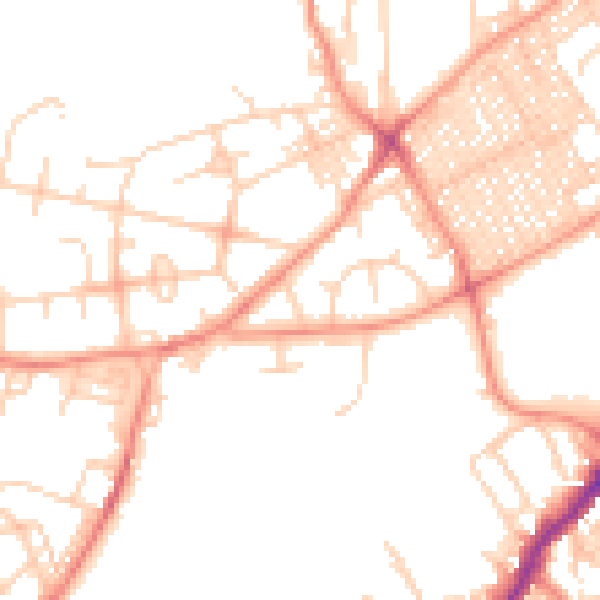 Daytime road noise heatmap for BD7 2LZ