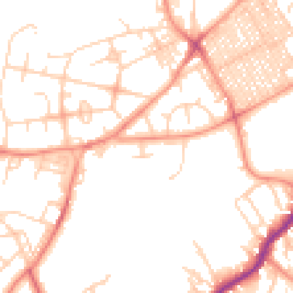 Daytime road noise heatmap for BD7 2NH