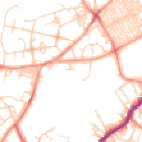 Daytime road noise heatmap for BD7 2NJ