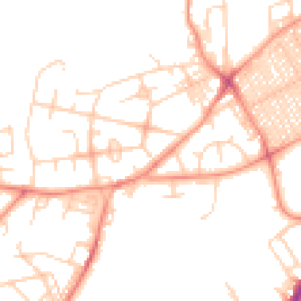 Daytime road noise heatmap for BD7 2PW