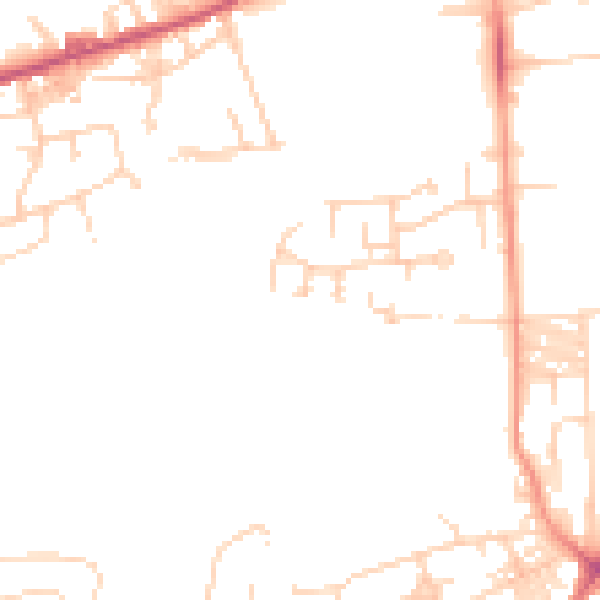 Daytime road noise heatmap for BD7 2TQ