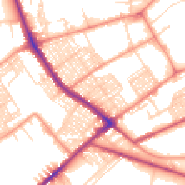 Daytime road noise heatmap for BD7 3AL