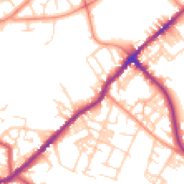Daytime road noise heatmap for BD7 3AT