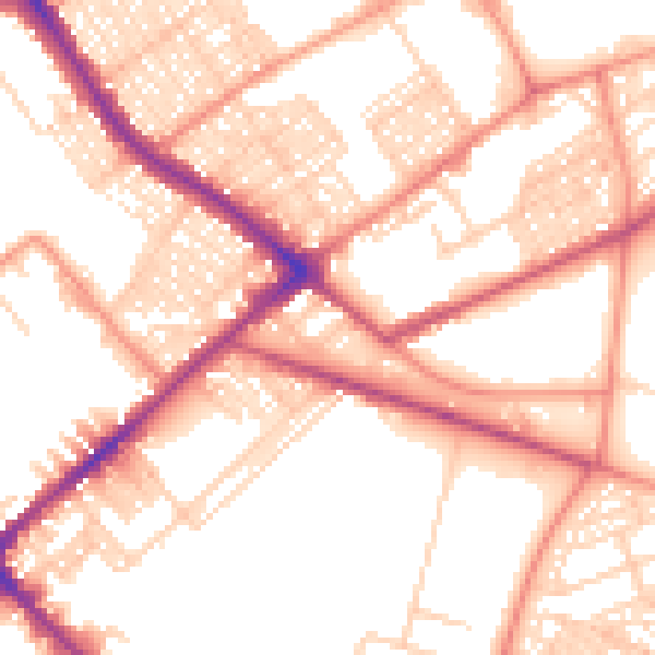 Daytime road noise heatmap for BD7 3BB