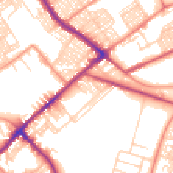 Daytime road noise heatmap for BD7 3BH