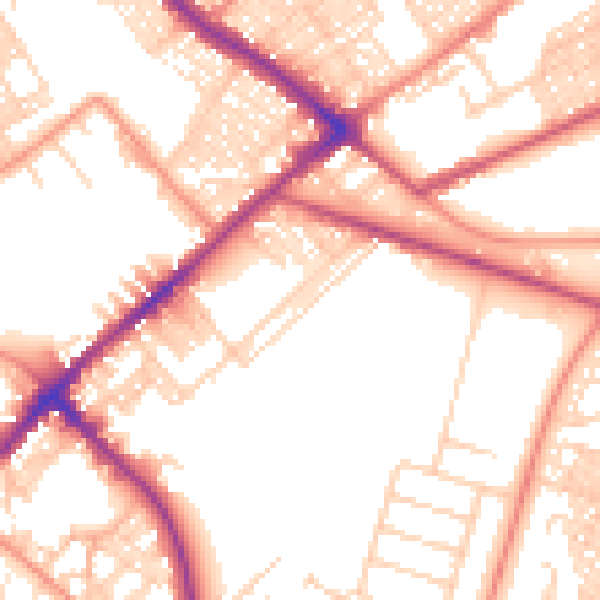 Daytime road noise heatmap for BD7 3BW