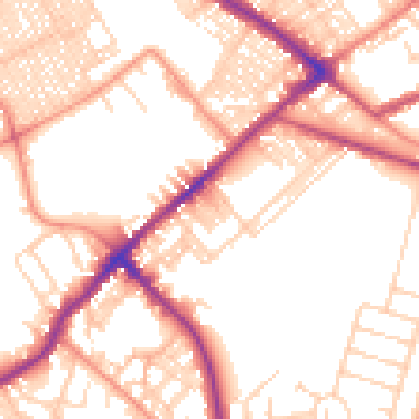 Daytime road noise heatmap for BD7 3BX