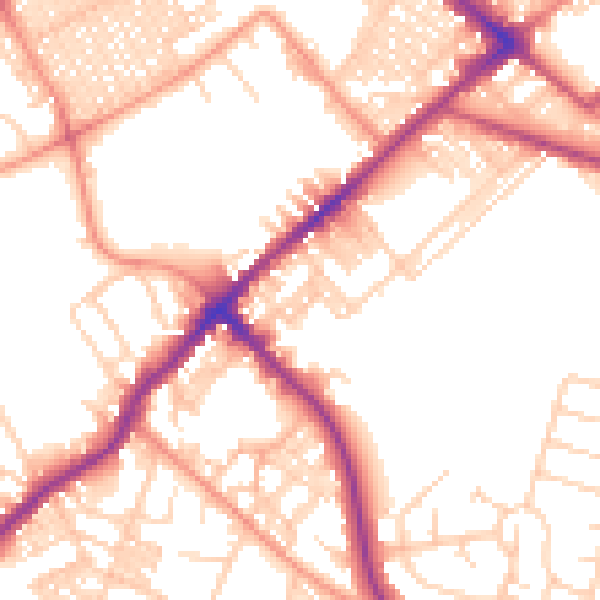 Daytime road noise heatmap for BD7 3DB
