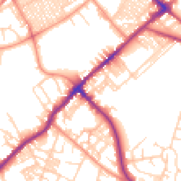 Daytime road noise heatmap for BD7 3DZ