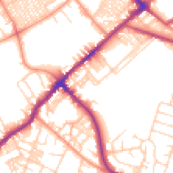 Daytime road noise heatmap for BD7 3ED