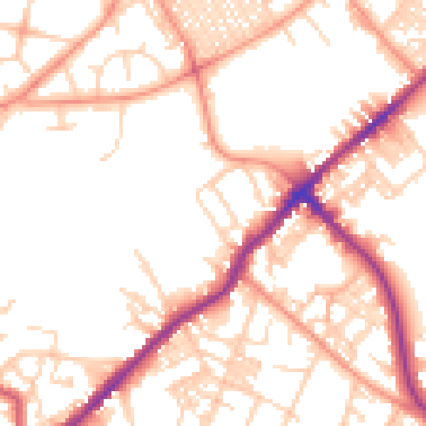 Daytime road noise heatmap for BD7 3EJ