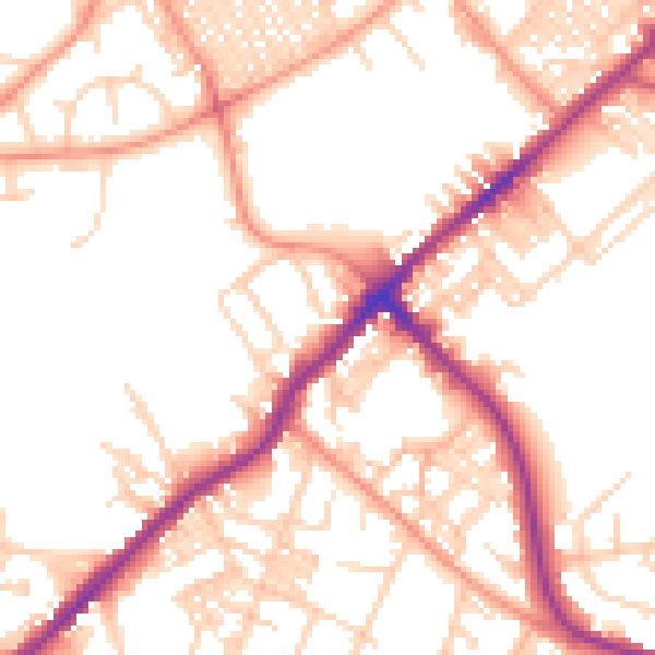 Daytime road noise heatmap for BD7 3ET
