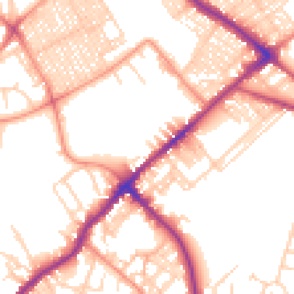 Daytime road noise heatmap for BD7 3HQ