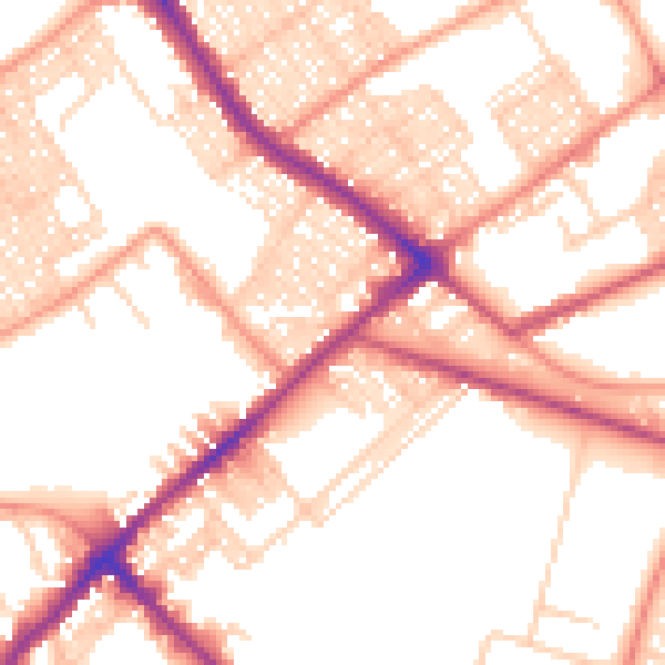 Daytime road noise heatmap for BD7 3HS