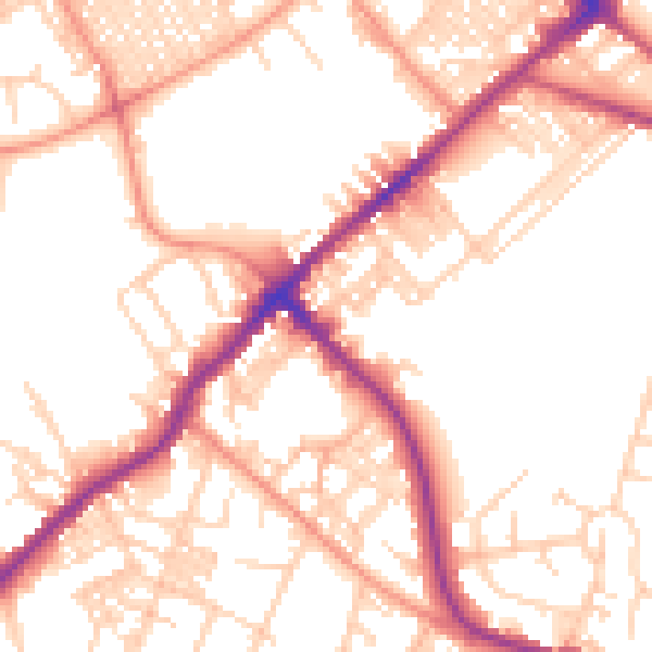 Daytime road noise heatmap for BD7 3JT