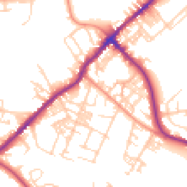 Daytime road noise heatmap for BD7 3LF