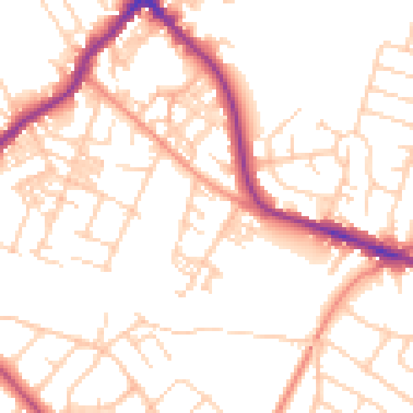 Daytime road noise heatmap for BD7 3LG