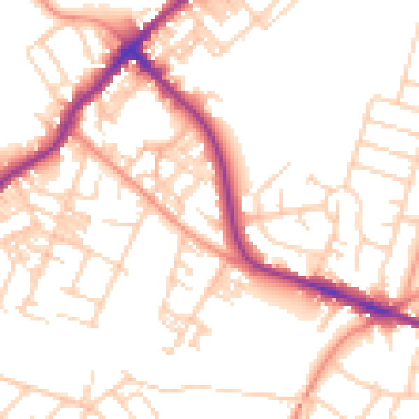 Daytime road noise heatmap for BD7 3NB