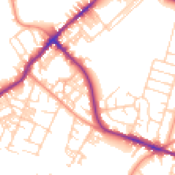 Daytime road noise heatmap for BD7 3NH