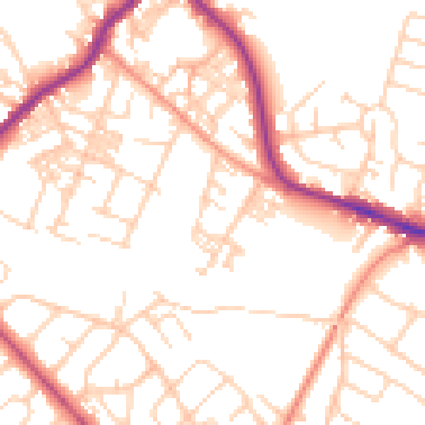 Daytime road noise heatmap for BD7 3NJ