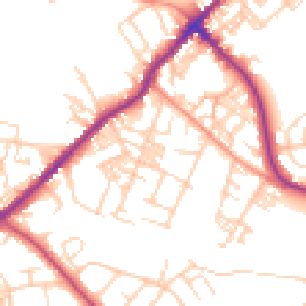 Daytime road noise heatmap for BD7 3PD