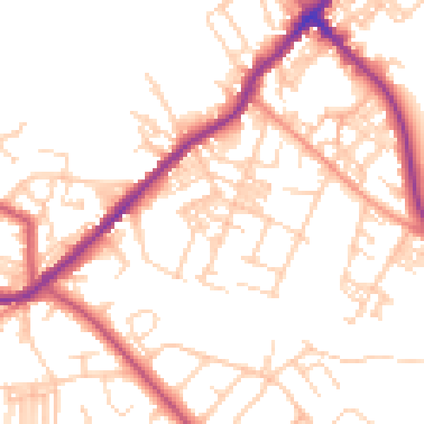 Daytime road noise heatmap for BD7 3PL