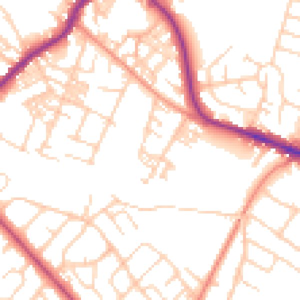 Daytime road noise heatmap for BD7 3PX