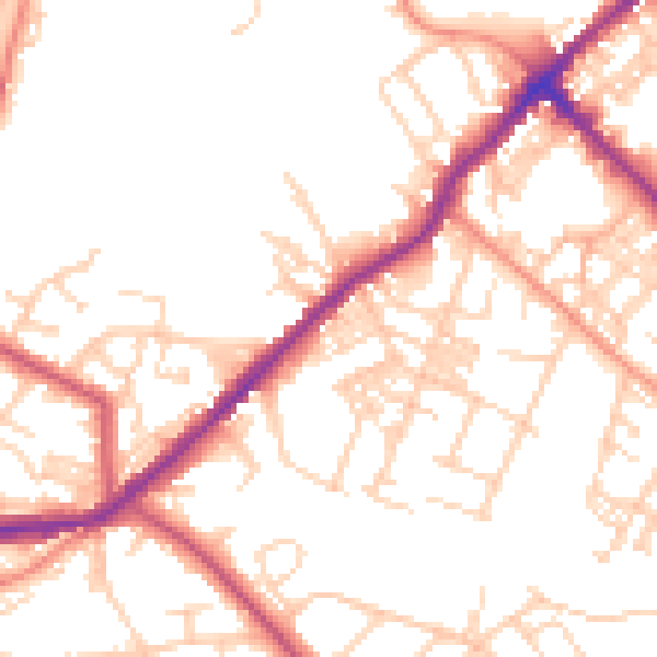 Daytime road noise heatmap for BD7 4HE