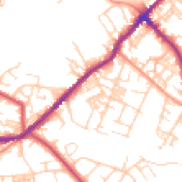 Daytime road noise heatmap for BD7 4HF