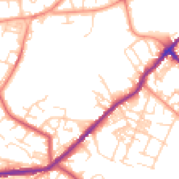 Daytime road noise heatmap for BD7 4HJ