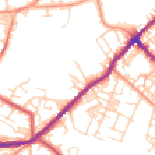 Daytime road noise heatmap for BD7 4HL
