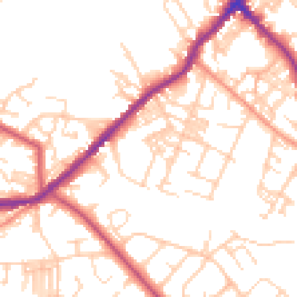 Daytime road noise heatmap for BD7 4HQ
