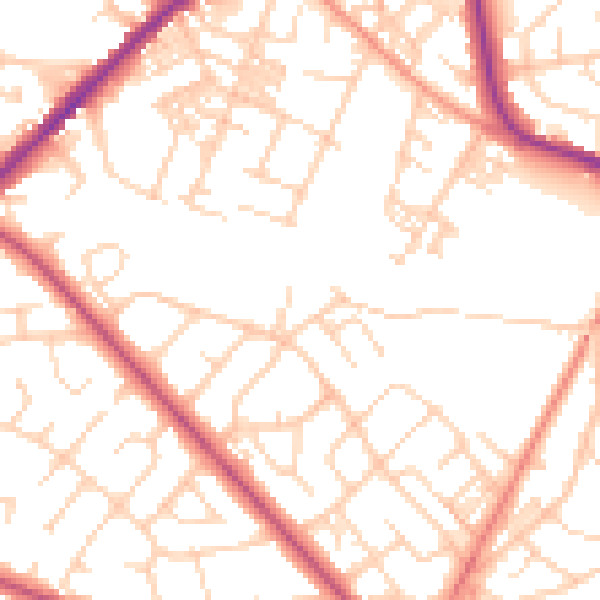 Daytime road noise heatmap for BD7 4JA
