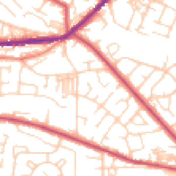 Daytime road noise heatmap for BD7 4LB