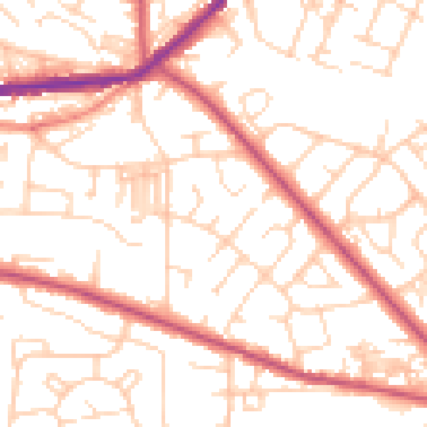 Daytime road noise heatmap for BD7 4LD