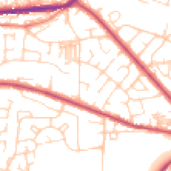 Daytime road noise heatmap for BD7 4LP