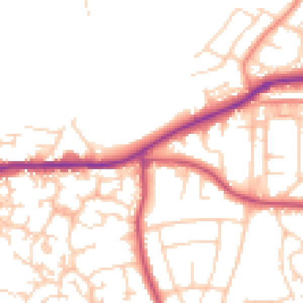 Daytime road noise heatmap for BD7 4LT