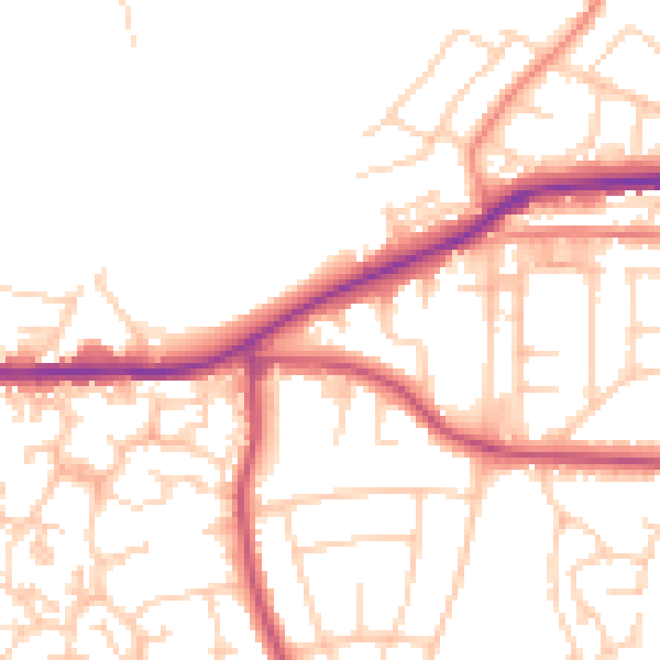 Daytime road noise heatmap for BD7 4LU