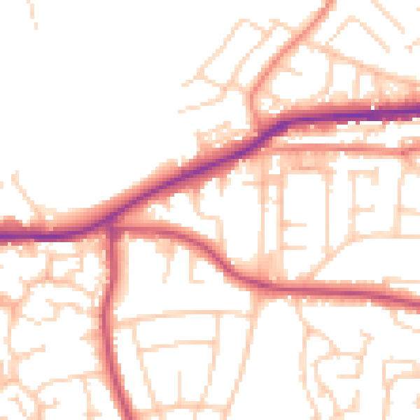 Daytime road noise heatmap for BD7 4LY